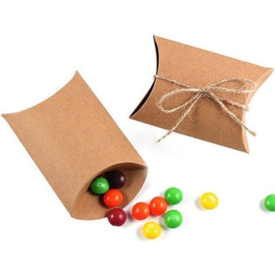 Small Kraft Paper Box , Pillow Candy Box For Wedding Favor Decoration